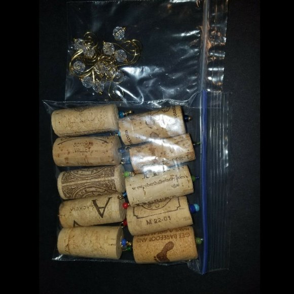 Handmade Wine Cork Ornaments and Beaded Hooks - Picture 2 of 3